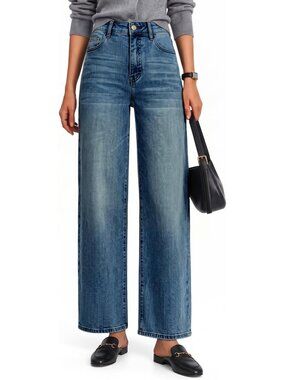 High Waisted Straight Leg Jeans for Women - Trendy, Comfortable & Versatile Fit